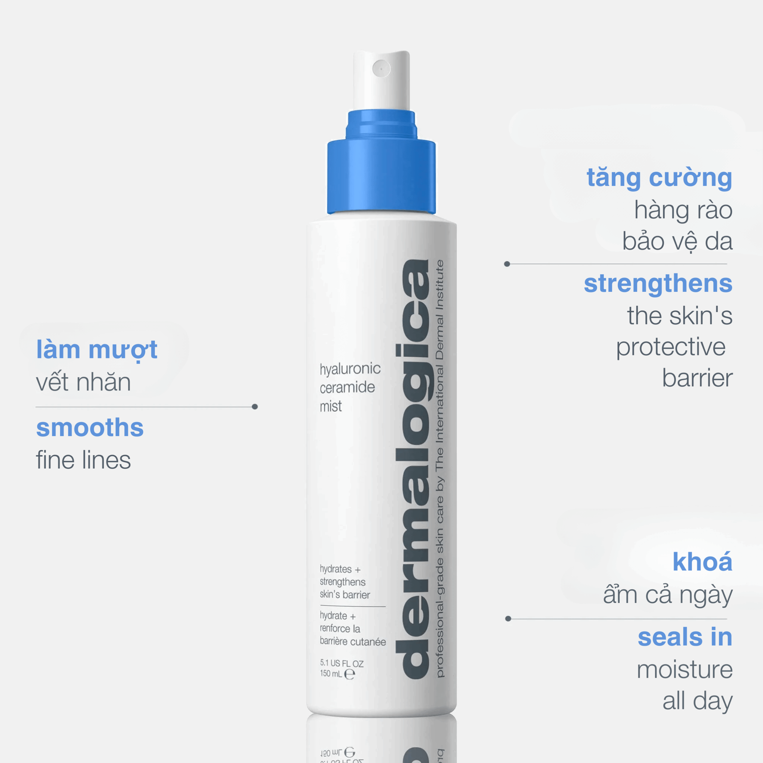 Xịt khoáng hồi sinh làn da Hyaluronic Ceramide Mist 150ml tăng cường, cấp ẩm & mịn mượt