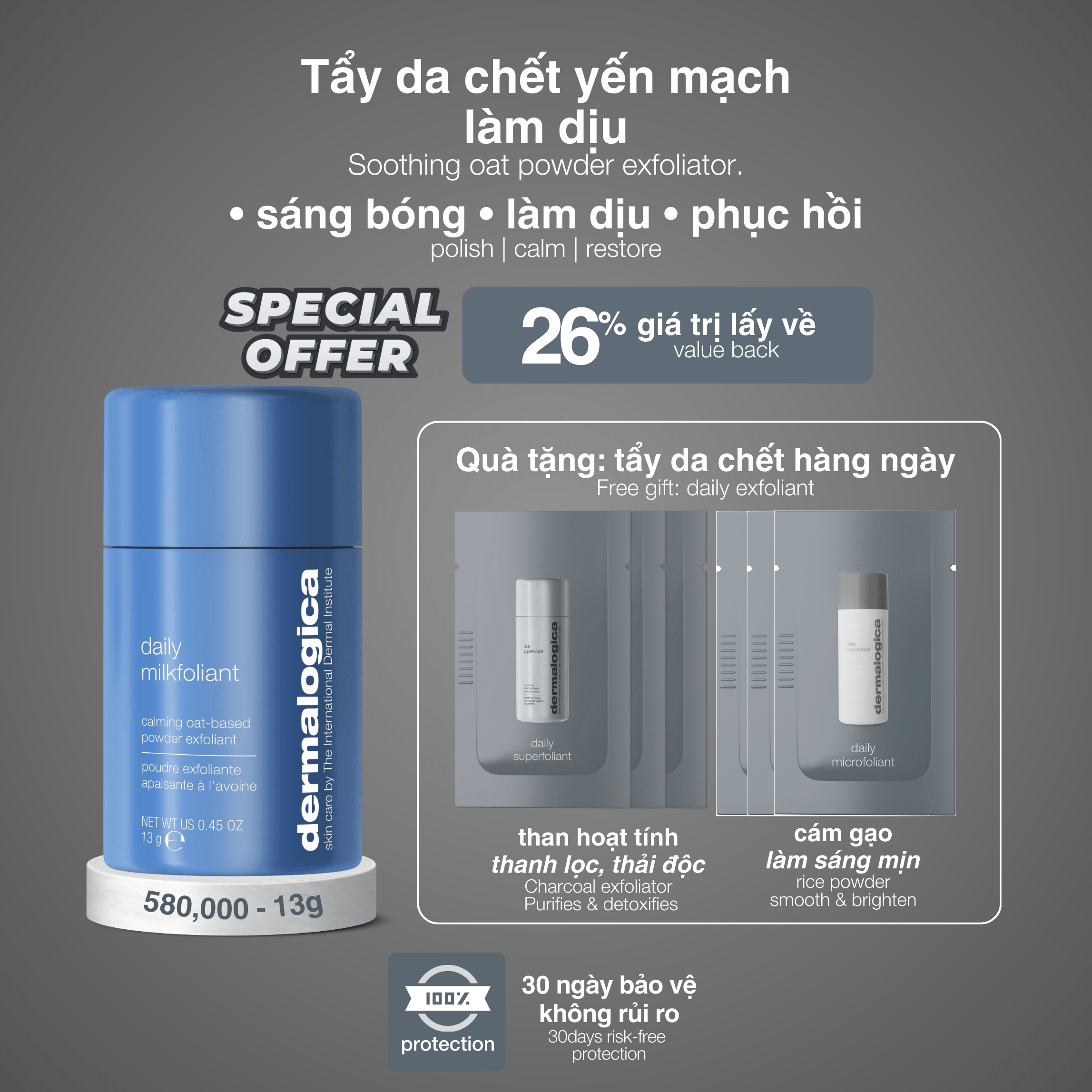 Tẩy tế bào chết Daily Milkfoliant làm dịu & làm sáng mượt tức thì